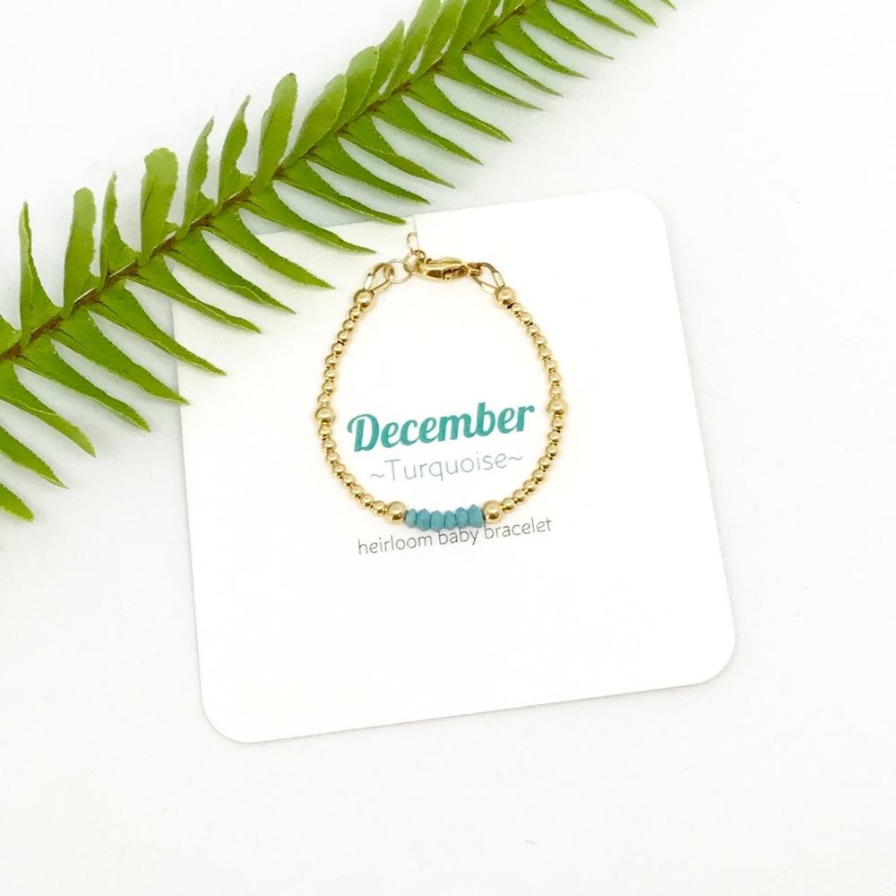 Baby Birthstone Bracelet December Turquoise